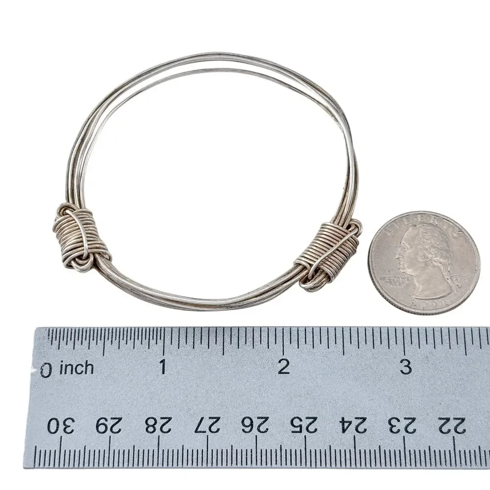 Vintage Sterling Silver 925 Multi Wire Coiled Bangle Bracelet 7